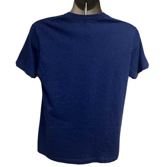 Mens Blue Graphic T-Shirt Small/Medium Cat Wsup Stretch Animal Print Novelty - Picture 2 of 5